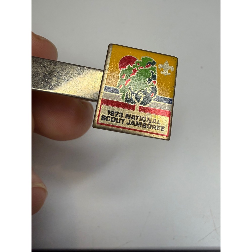 Boy Scouts of America 1973 National Scout Jamboree Tie Clip Gold Tone Enamel